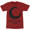 Sleep Terror Clothing Blood Moon T-shirt | Occult unisex t-shirt with a black crescent moon print and gothic logo on red cotton t-shirt